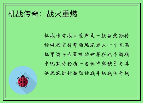 机战传奇：战火重燃